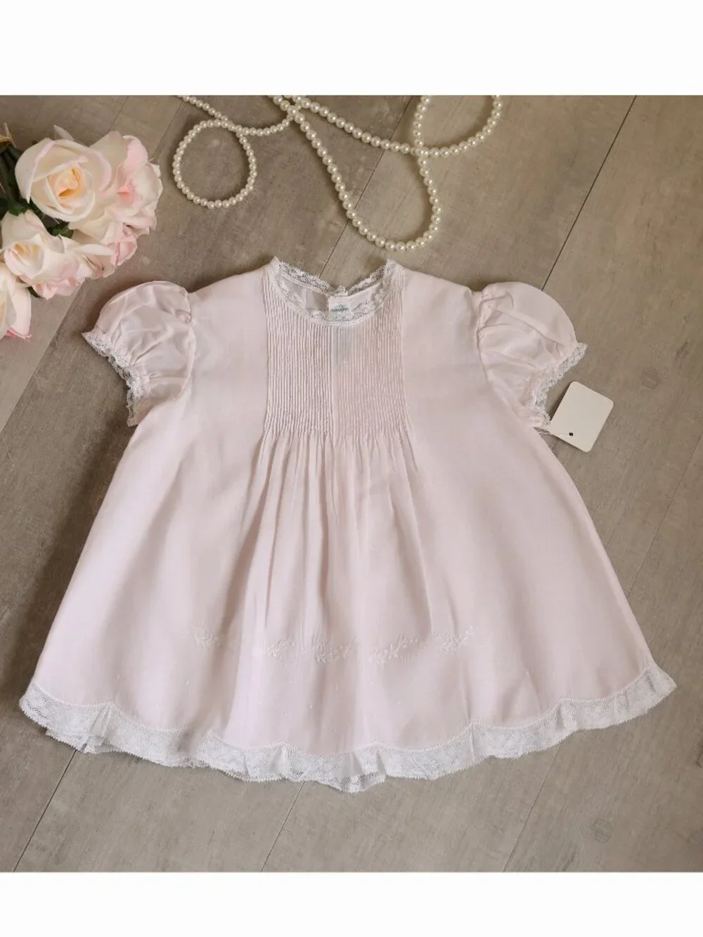Pink Heirloom Slip Dress Vintage Feltman Brothers 6 Months Baby Special Occasion